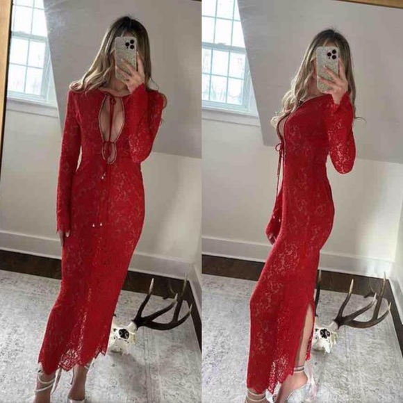 ❤️🔥Firm Price❤️🔥House of CB Lisandra red lace maxi dres - Picture 2 of 16